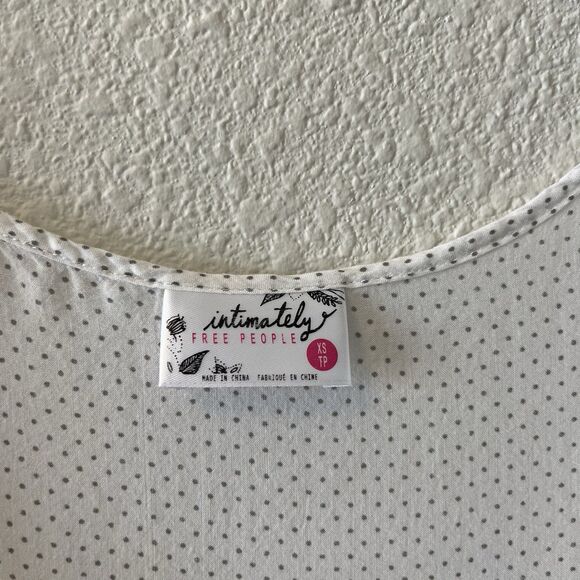 Intimately Free People Mini Slip Dress XS Swing Trapeze White Polka Dot Lacey - Picture 2 of 10